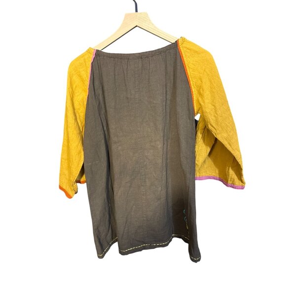 Sacred Threads Womens Bohemian Tunic Top With Embroidered Floral Detail 3/4 Slee - Picture 6 of 7